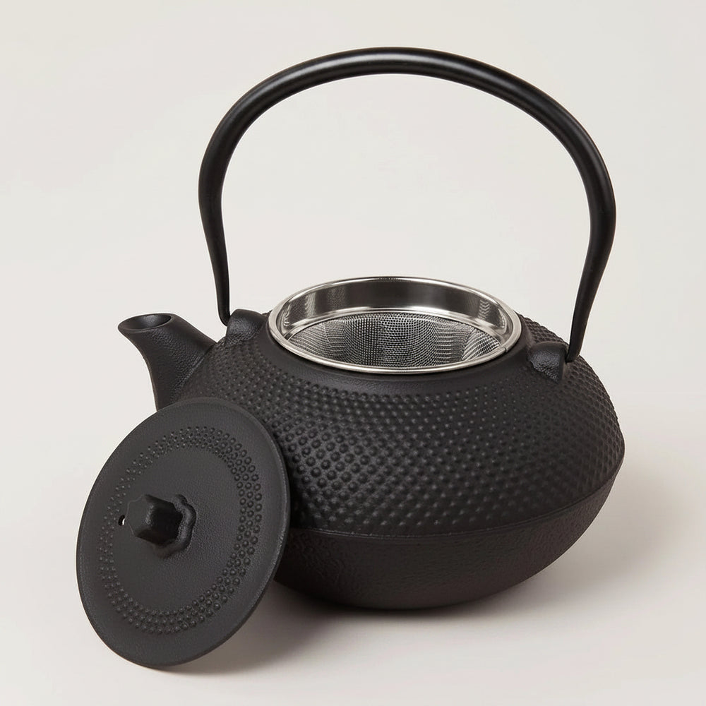 Cookinglife Teapot Arare with Stainless Steel Filter - Cast Iron Black - 1.5 Liter