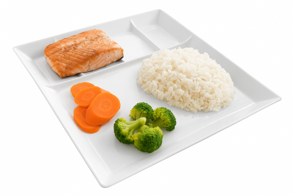 Cookinglife Fondue plates / Gourmet plates / Barbecue plates - 5 compartments - White - 24 x 24 cm - 4 pieces