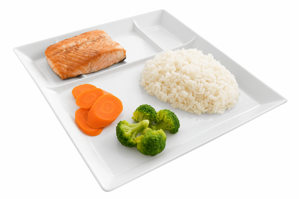 Platos Cookinglife para BBQ / Fondue / Gourmet con 5 compartimentos - 24 x 24 cm - 4 unidades
