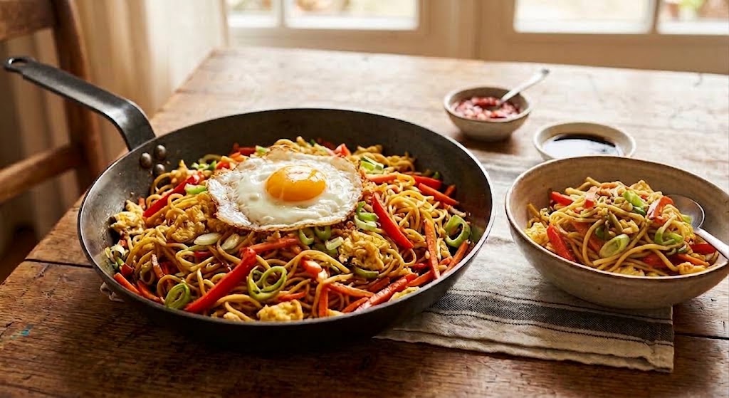 A classic bami goreng you can easily get on the table at home.