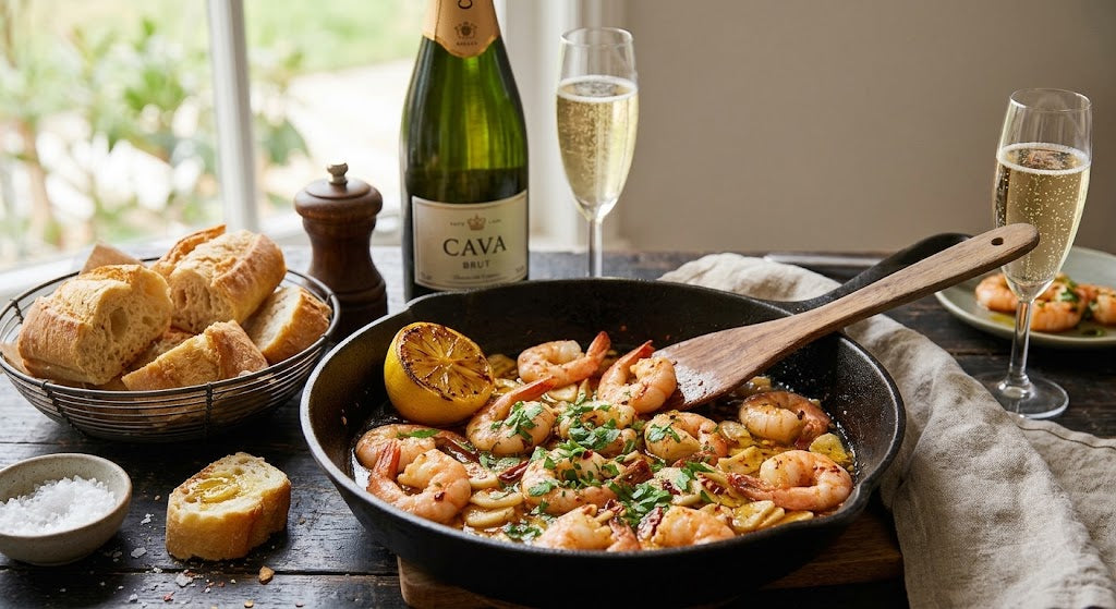 Juicy gambas with garlic, chili and a touch of lemon. Ready in a quarter of an hour.