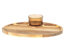 Cosy & Trendy Tabla de Aperitivos con Cuenco de Vidrio Soluna 2 piezas - Madera de Acacia - 35 x 25 cm