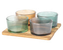 Cosy & Trendy Tabla de Aperitivos con Cuencos de Vidrio Soluna 5 piezas - Madera de Acacia - 20 x 20 cm