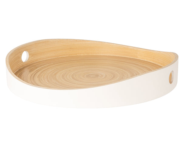 Cosy & Trendy Round Serving Tray - White / Bamboo - ø 32.5 cm