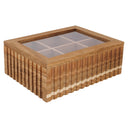 Cosy & Trendy Caja de Té - Madera de Acacia - 6 compartimentos - con Ventana - 21 x 17 x 7.5 cm