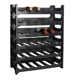 Botellero apilable negro - Plástico - 36 botellas - 6 piezas
