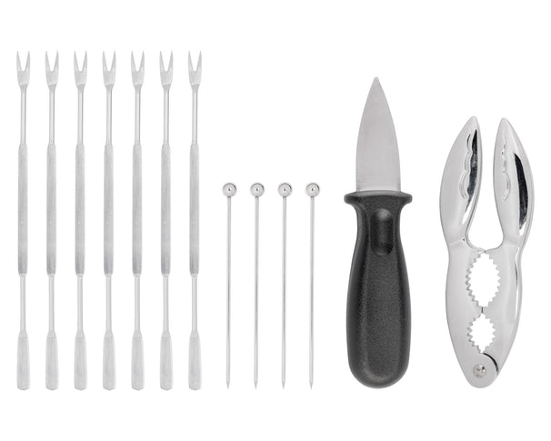 Cosy & Trendy Seafood Set - Stainless Steel - 12-piece - Lobster Cracker, Oyster Knife & Forks
