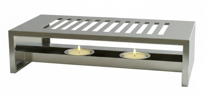 Cosy & Trendy Warming Plate - Plate Warmer with 2 Tea Light Holders - Stainless Steel - 26.4 x 14.9 x 7 cm