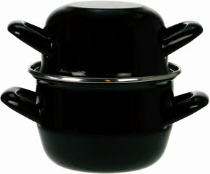 Cosy & Trendy Olla para mejillones - Esmalte - Apta para inducción - Negro - ø 24 cm / 4 litros - capa antiadherente esmaltada
