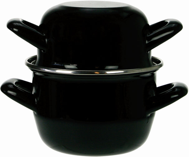 Cosy & Trendy Olla para mejillones - Esmalte - Apta para inducción - Negro - ø 24 cm / 4 litros - capa antiadherente esmaltada