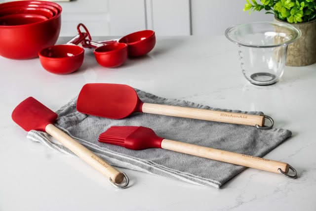 KitchenAid Spatula Set Core  Birchwood Silicone Empire Red 3-piece - Non-stick safe