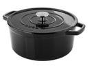 DUCQ Cocotte de Hierro Fundido Negra ø 26 cm / 6,1 litros - revestimiento antiadherente esmaltado