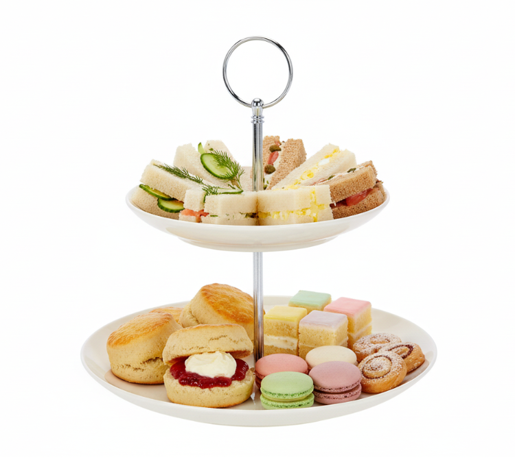 Cookinglife Porcelain 2-Tier Etagère ø 17 & 21 cm - Serving Tower for Appetizers and Desserts