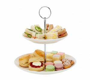Cookinglife Porcelain 2-Tier Etagère ø 17 & 21 cm - Serving Tower for Appetizers and Desserts