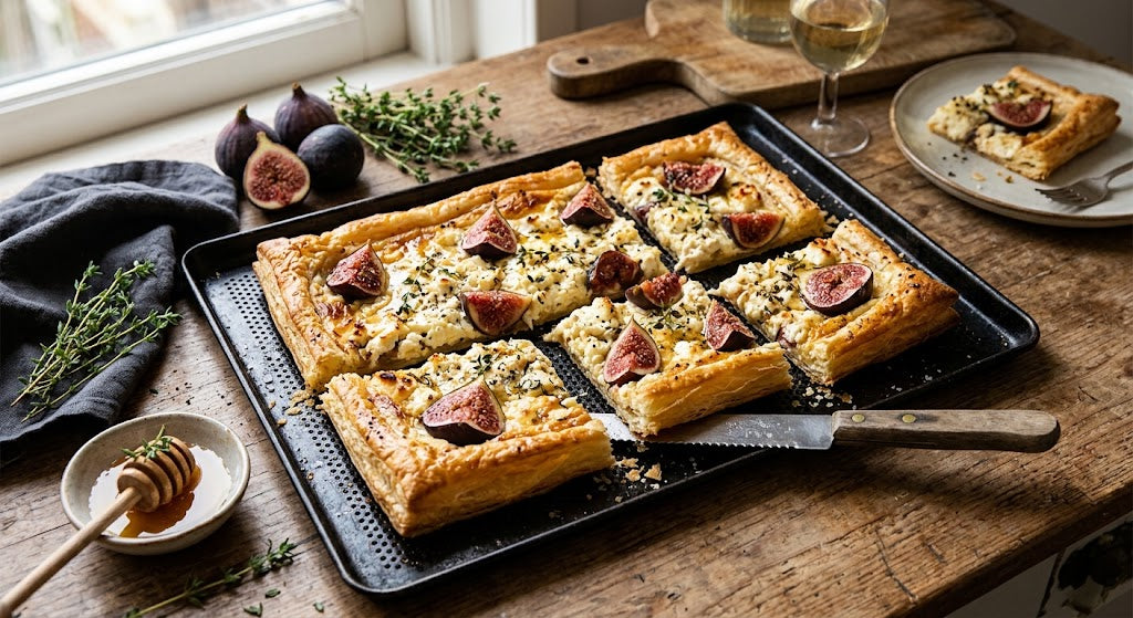 Creamy feta, sweet figs and a crisp honey finish on one sheet
