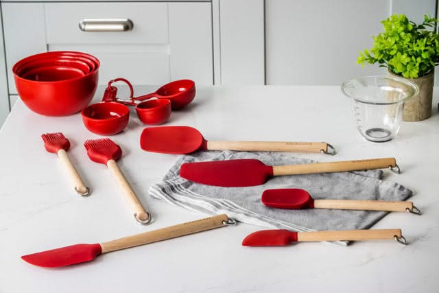 KitchenAid Stirring Spoon Core Birchwood Empire Red Silicone 31cm - Nonstick safe