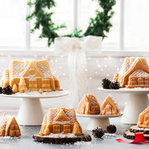 Nordic Ware Cake Pan Gingerbread House Duet Silver - Cast Aluminum - 32 x 17 cm