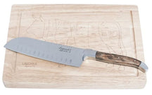 Cuchillo Santoku Laguiole Style de Vie Madera de olivo con tabla de cortar
