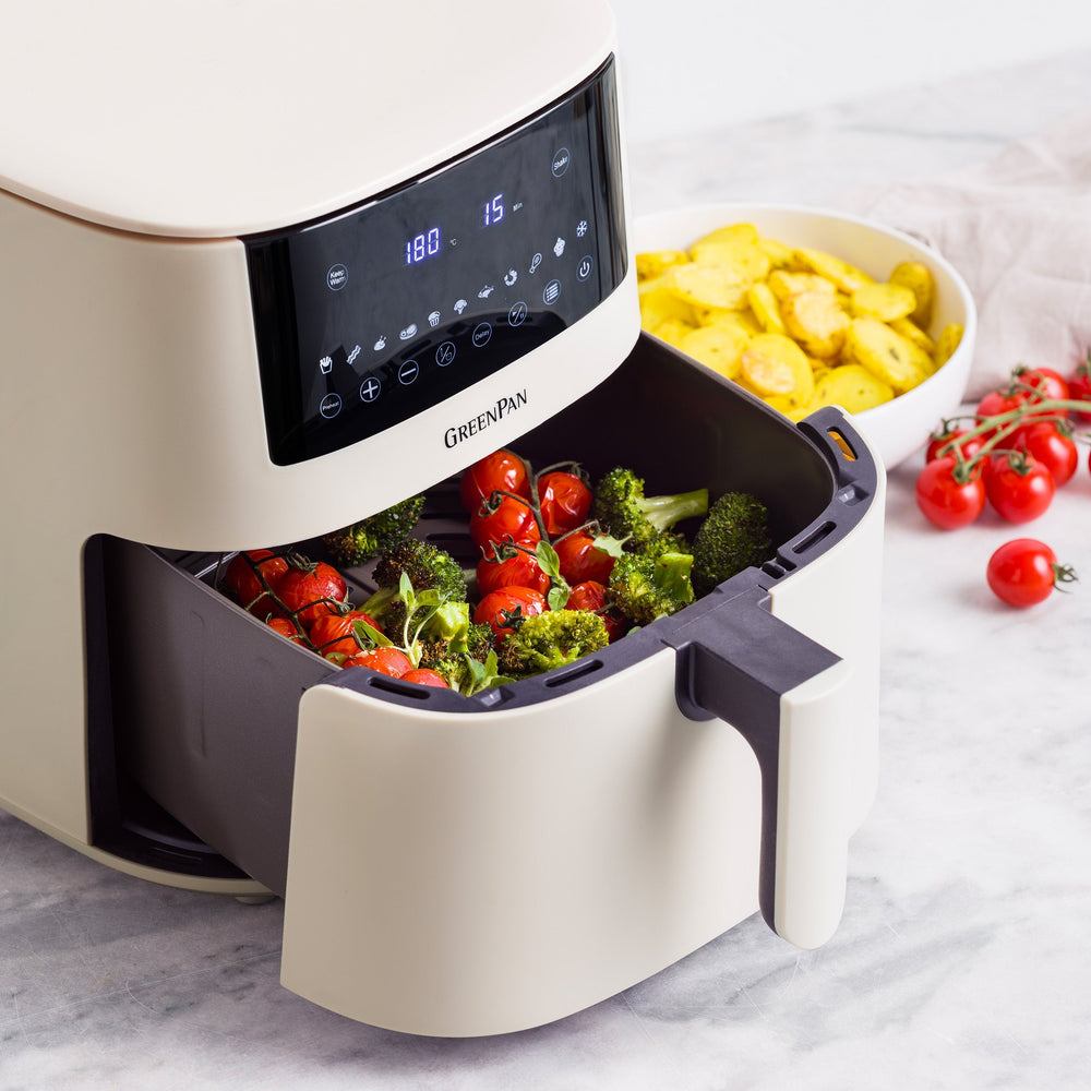 GreenPan Airfryer Bistro XXL - Cream - 7.2 Liter - open