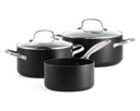 GreenPan Cookware Set Copenhagen Black 3-piece - Saucepan ø 16 cm, Cooking Pot ø 18 & 20 cm - Ceramic Non-Stick Coating