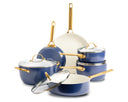 GreenPan Cookware Set Padova Reserve Oxford Blue 6-piece - Cooking Pot ø 24 cm, Saucepan ø 18, 20 cm, Frying Pan ø 20, 28 cm & Sauté Pan ø 24 cm - ceramic non-stick coating