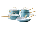 GreenPan Cookware Set Padova Reserve Smokey Blue 6-piece - Cooking Pot ø 24 cm, Saucepan ø 18, 20 cm, Frying Pan ø 20, 28 cm & Sauté Pan ø 24 cm - ceramic non-stick coating