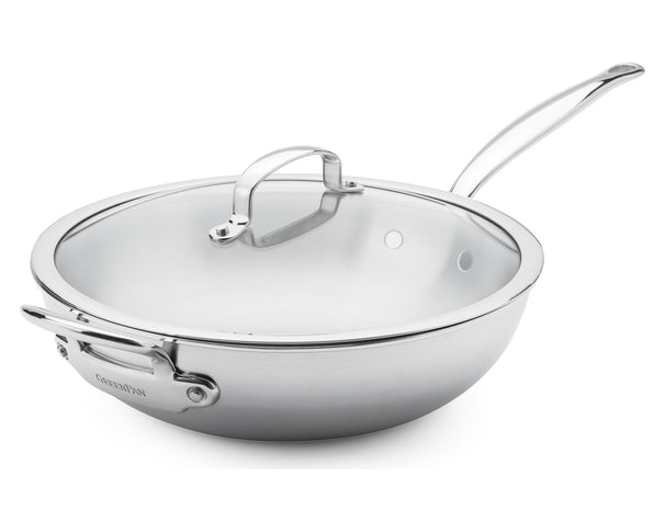 GreenPan Wok Pan with Lid Première Pro ø 30 cm / 4.74 Litres - without non-stick coating