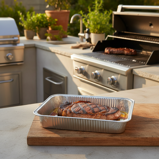 Cookinglife Grill Bandejas de Aluminio para BBQ / Bandeja para Parrilla BBQ - 23 x 18 cm - 18 unidades