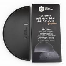 Cookinglife Half Moon Grill Plate / Cast Iron Plancha - Double-sided - Suitable for 46 cm Kamados