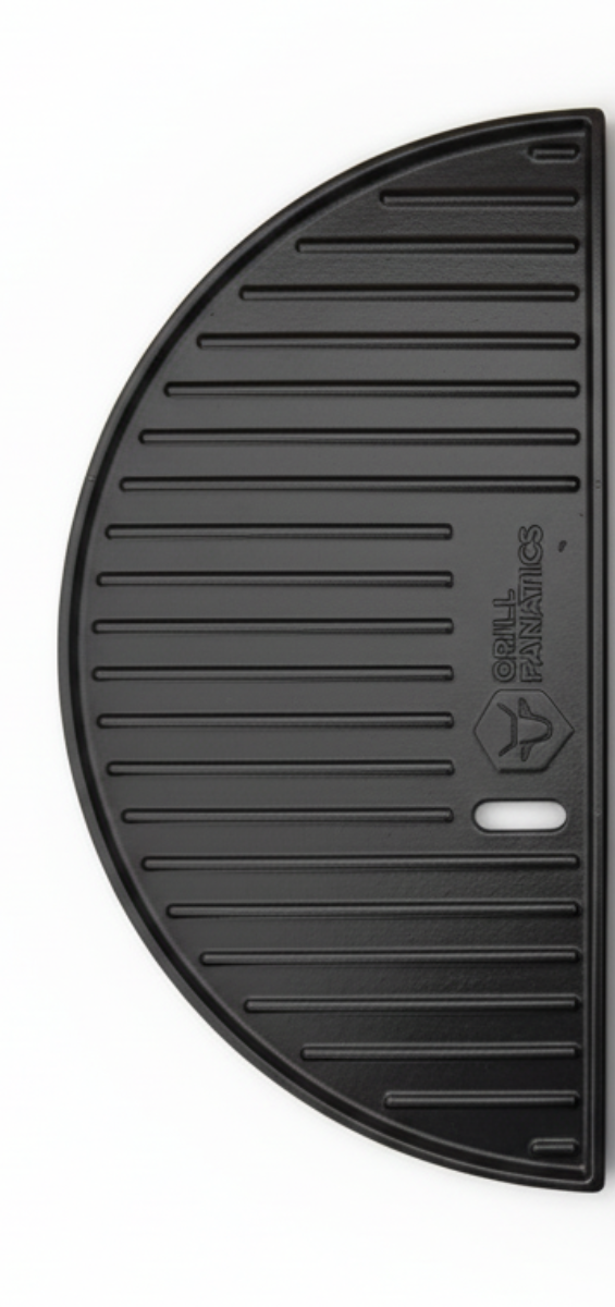 Cookinglife Half Moon Grill Plate / Cast Iron Plancha - Double-sided - Suitable for 46 cm Kamados