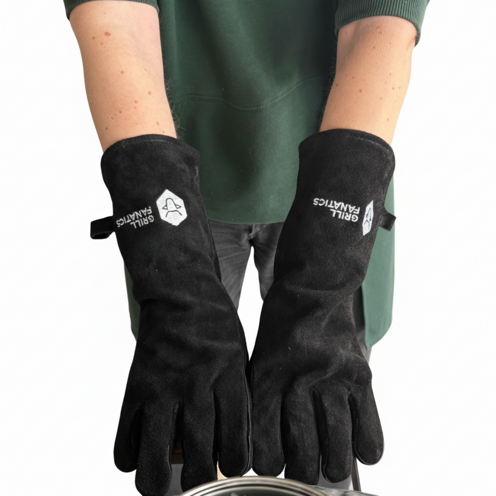 Cookinglife Grill BBQ Gloves / Oven Gloves Black Leather 500 °C - 2 pieces