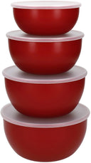 Recipientes para conservar / Cuencos Core Rojo Emperador - con tapas - 4 piezas
