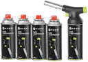 Hendi Crème Brûlée Torch / Chef's Torch - with gas canister - Jet + Butane Gas Refill - 4 Pieces