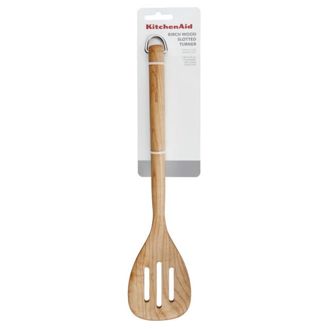 KitchenAid Slotted Turner Core Birchwood 33 cm - Spatula - for Non-stick Pans