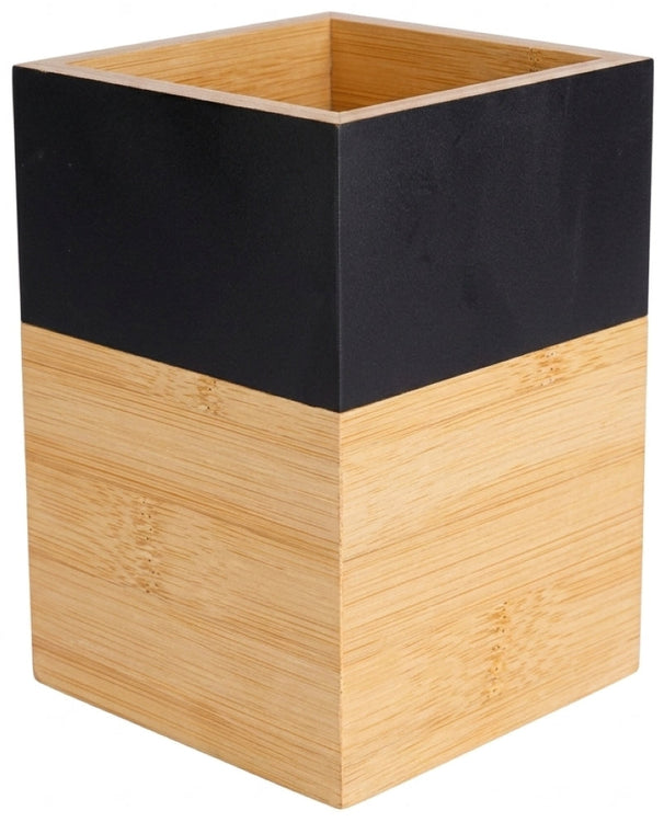 Cosy & Trendy Spatelpot Negro & Madera - 10 x 10 x 14.5 cm