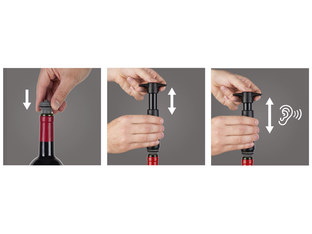 Vacu Vin Wine pump with 2 wine stoppers - Wine Saver - Black