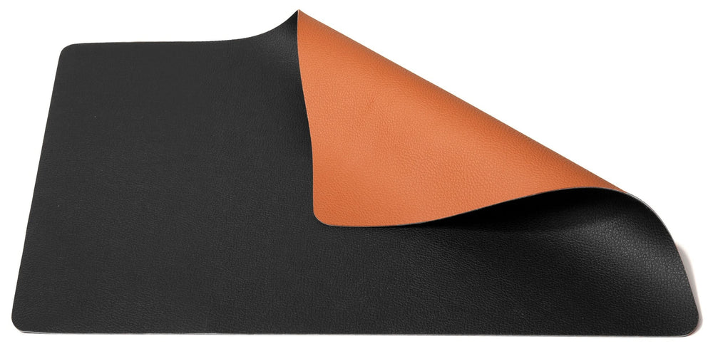 Cookinglife Placemats - Double-sided - Vegan leather - Cognac / Black 46 x 33 cm - 6 pieces