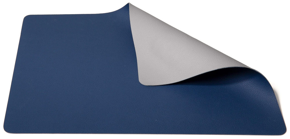 Cookinglife Manteles Individuales - Reversibles - Cuero Vegano - Gris / Azul 46 x 33 cm - 6 Piezas