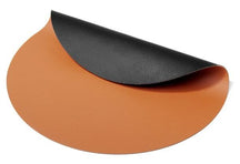 Cookinglife 6 Placemats + 6 Coasters - Double-sided - Round - Vegan leather - Black / Cognac - 12 pieces