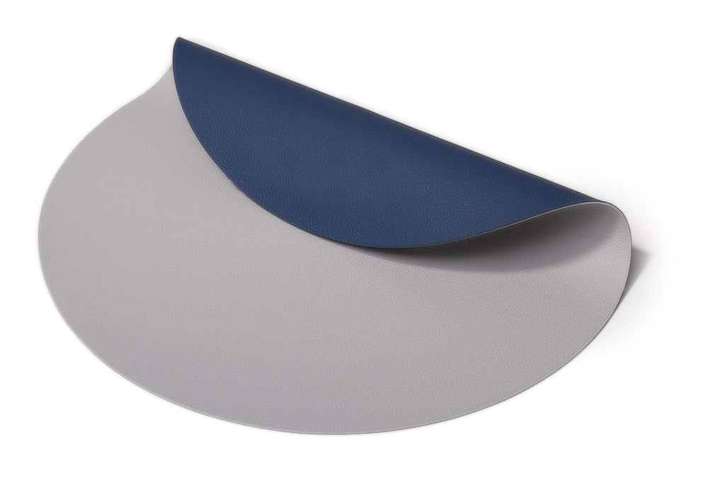 Cookinglife Placemats - Double-sided - Vegan leather - Grey / Blue ø 38 cm - 6 pieces