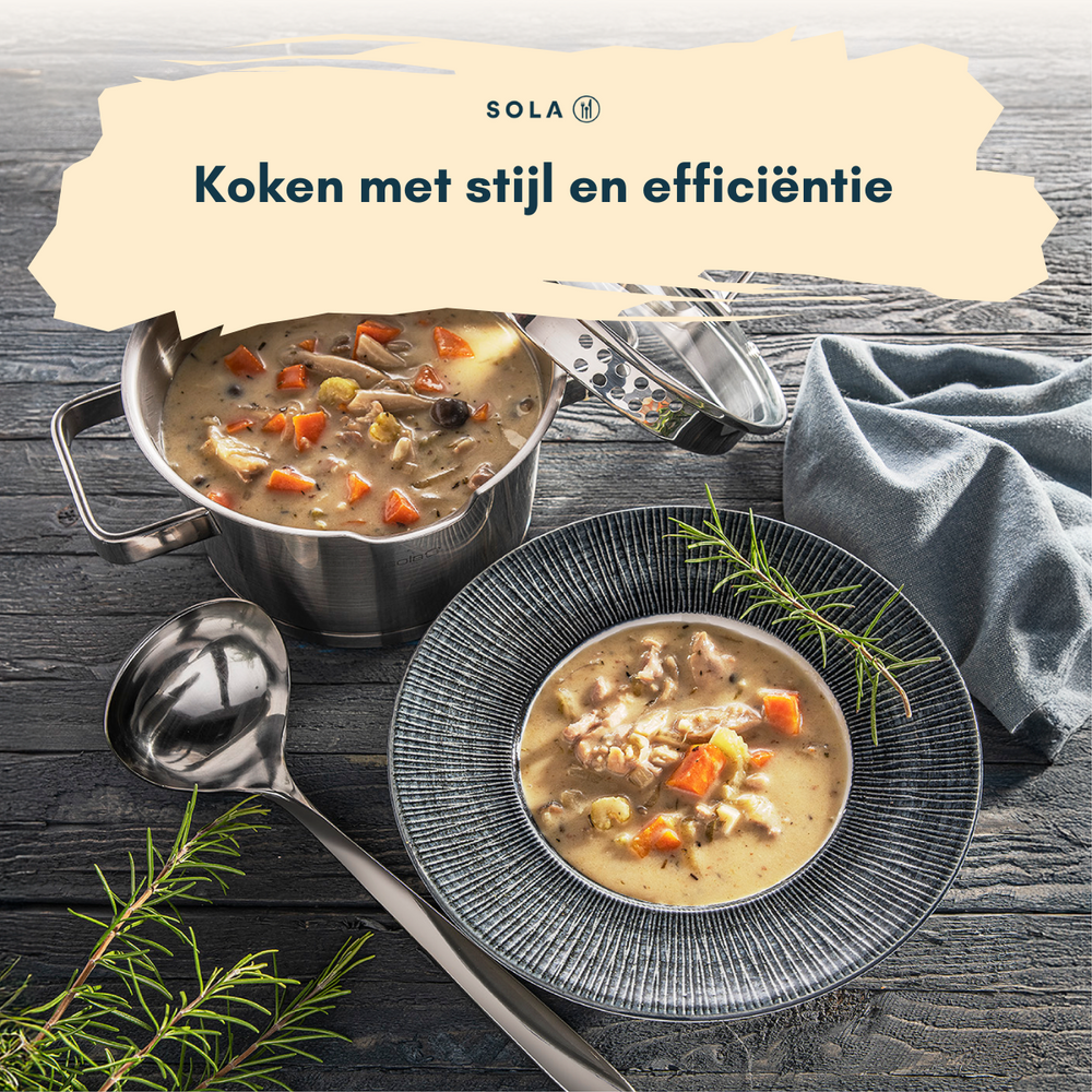 Sola Cookware set Juvia 4-piece stainless steel – downdraft suitable – cooking pots Ø 16, 18, 20 cm & saucepan Ø 16 cm – suitable for all heat sources