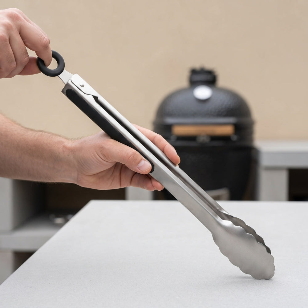 Keij Kamado BBQ Tongs Easy Lock - Stainless Steel - 35 cm