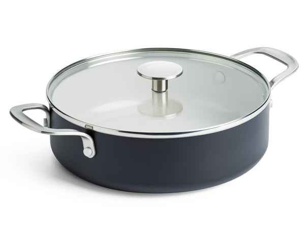 KitchenAid Sauté Pan with Lid Aluminium Matte Black ø 24 cm / 3.1 Litres - ceramic non-stick coating