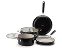 KitchenAid Cookware Set Aluminium Matte Black 4-Piece - Frying Pans ø 24 & 28 cm, Cooking Pots ø 20 & 24 cm - ceramic non-stick coating