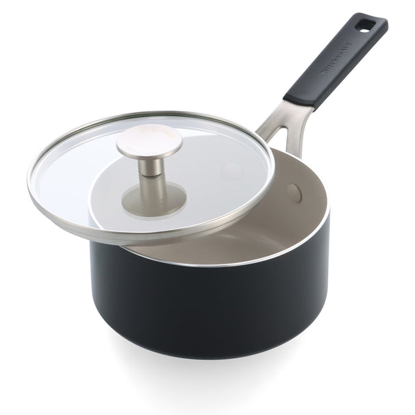 KitchenAid Saucepan Aluminium Matte Black ø 16 cm / 1.6 Litres - with lid - ceramic non-stick coating