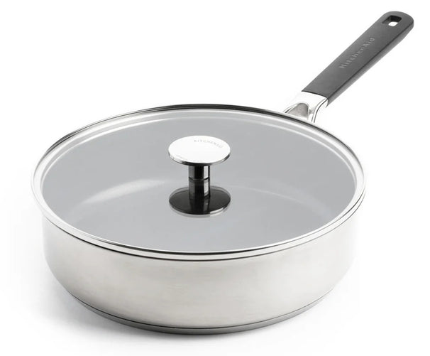 KitchenAid Sauté Pan with Lid Classic Stainless Steel ø 26 cm / 3.6 Litres - ceramic non-stick coating