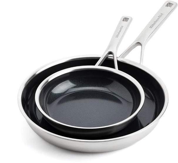KitchenAid Frying Pan Set Multi-Ply Stainless Steel 2-Piece - ø 20 & 28 cm - ceramic non-stick coating