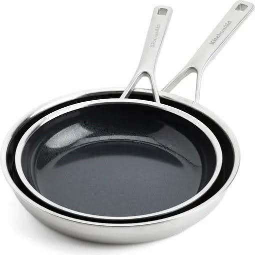 KitchenAid Frying Pan Set Multi-Ply Stainless Steel 2-Piece - ø 24 & 28 cm - ceramic non-stick coating