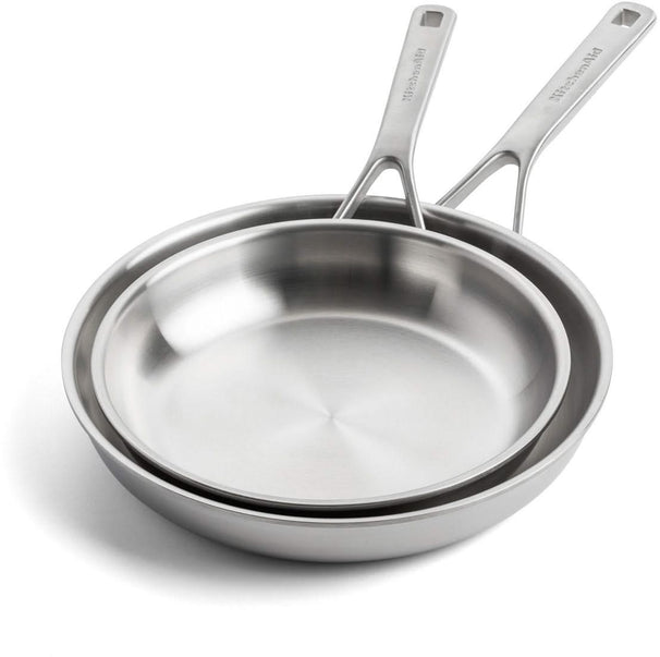 KitchenAid Set de Sartenes - Multi-Ply Acero Inoxidable - ø 24 y 28 cm - sin recubrimiento antiadherente