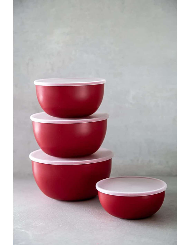 Recipientes para conservar / Cuencos Core Rojo Emperador - con tapas - 4 piezas